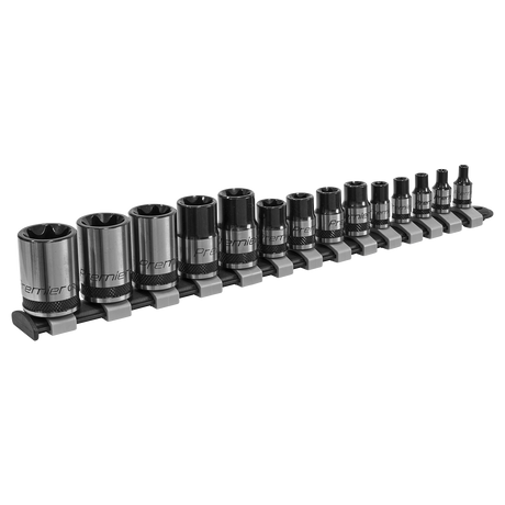 TRX-Star* Socket Set 14pc 1/4", 3/8" & 1/2"Sq Drive E4-E24 Black Series - AK618B - Farming Parts