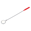 Introducing the Sealey Flexible Shaft Inspection Mirror Ø60mm (AK6503), a premier hand tool with a sturdy metal construction and an ergonomic red handle. This long dental mirror features a flexible shaft for enhanced maneuverability and is backed by a lifetime guarantee.