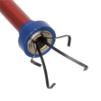 Close-up view of a Sealey Flexible Magnetic Pick-Up & Claw Tool 700mm - AK6536 featuring four flexible metal prongs extending from a blue and red handle, ideal for use in confined areas.