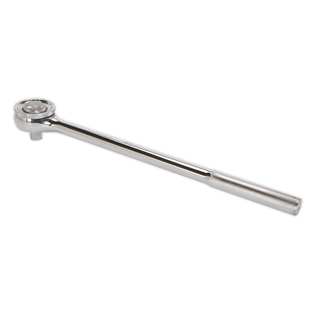 The Sealey Ratchet Wrench 3/4" Sq Drive Twist-Reverse (AK6692) features a long handle and a textured grip, crafted from durable Chrome Vanadium steel. As part of the Premier Hand Tools collection, it is backed by a lifetime guarantee.