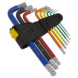 Ball-End Hex Key Set 9pc Long Colour-Coded Imperial - AK7197 - Farming Parts