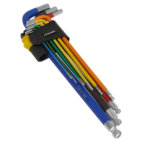 Ball-End Hex Key Set Extra-Long 9pc Colour-Coded Imperial - AK7198 - Farming Parts