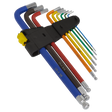 Ball-End Hex Key Set Extra-Long 9pc Colour-Coded Imperial - AK7198 - Farming Parts