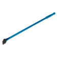 The Sealey Breaker Bar 600mm 1/2" Square Drive Blue - AK730B features a blue handle and a square drive socket head on one end, positioned diagonally. It is crafted from durable Chrome Vanadium steel and comes with Premier Hand Tools' lifetime guarantee.
