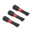 Three identical Slotted 5.5mm Impact Power Tool Bits by Sealey, arranged side by side on a white background, showcase the durability and precision of Premier Hand Tools.