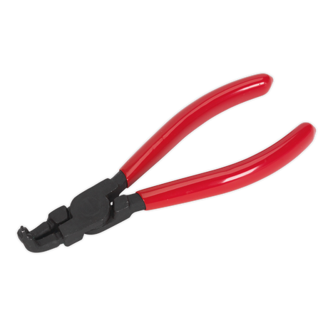A pair of circlip pliers with a bent nose and a 140mm length, crafted by Sealey, designed for gripping and manipulating objects. Made from Chrome Vanadium steel for enhanced durability and corrosion resistance.