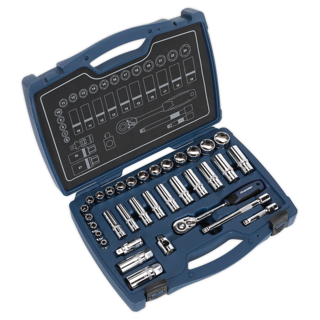 Socket Set 34pc 3/8"Sq Drive 6pt WallDrive® Metric - AK8991 - Farming Parts