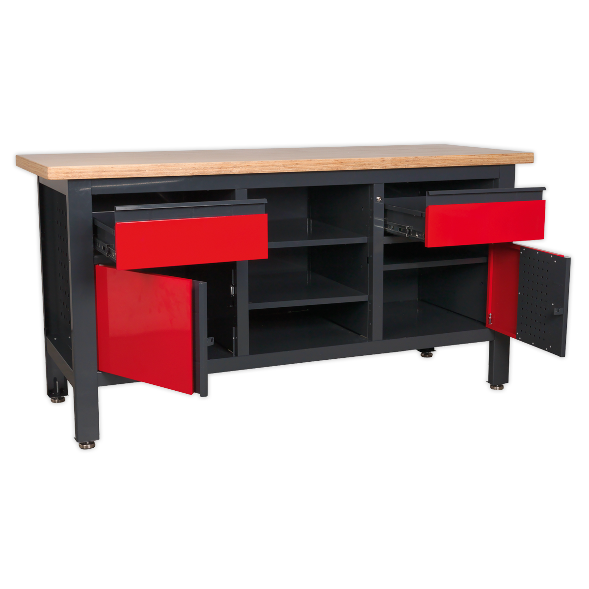 Workstation with 2 Drawers, 2 Cupboards & Open Storage - AP1905A - Farming Parts