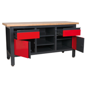 Workstation with 2 Drawers, 2 Cupboards & Open Storage - AP1905A - Farming Parts