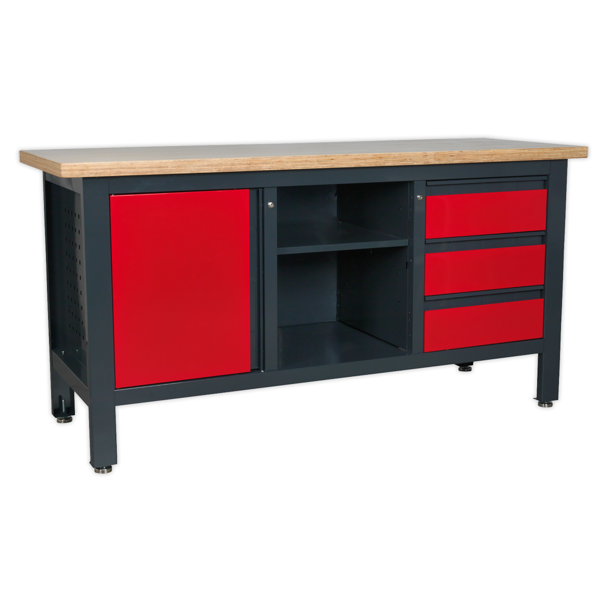 Workstation with 3 Drawers, 1 Cupboard & Open Storage - AP1905B - Farming Parts
