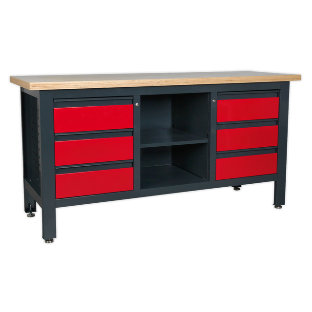 Workstation with 6 Drawers & Open Storage - AP1905D - Farming Parts