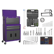 Topchest & Rollcab Combination 6 Drawer with Ball-Bearing Slides - Purple/Grey & 170pc Tool Kit - AP2200COMBOCP - Farming Parts