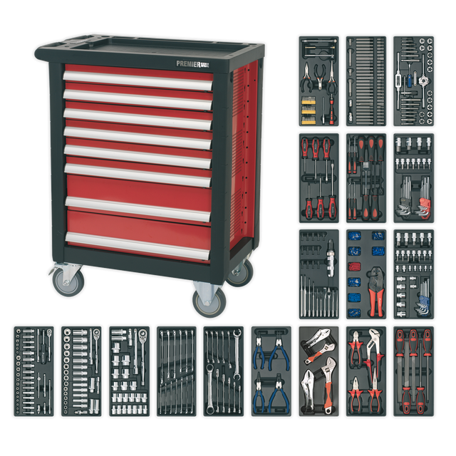 Rollcab 8 Drawer with Ball-Bearing Slides & 707pc Tool Kit - AP2408TTC08 - Farming Parts