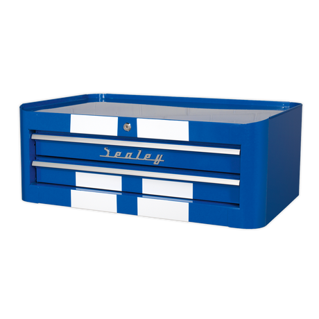 Mid-Box 2 Drawer Retro Style - Blue with White Stripes - AP28102BWS - Farming Parts