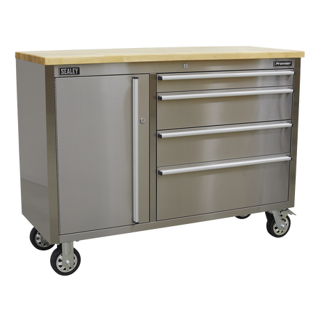 Mobile Stainless Steel Tool Cabinet 4 Drawer - AP4804SS - Farming Parts