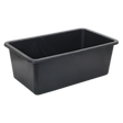 A robust composite storage box, the Sealey Storage Container 80L - AP5080 is a rectangular black plastic bin featuring a slightly flared top edge. Ideal for both industrial and domestic use, it offers versatile storage solutions.
