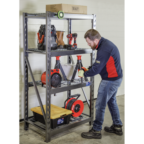 Heavy-Duty Racking Unit with 4 Mesh Shelves 640kg Capacity Per Level 978mm - AP6372 - Farming Parts