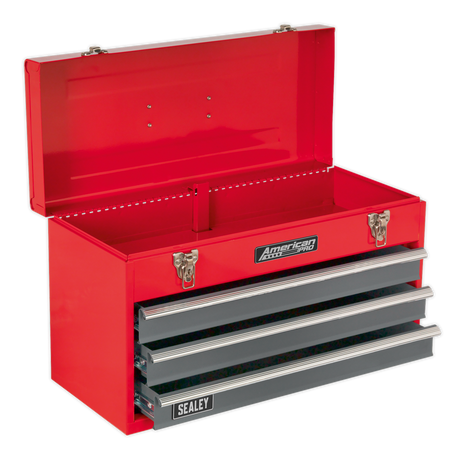 Tool Chest 3 Drawer Portable with Ball-Bearing Slides - Red/Grey - AP9243BB - Farming Parts