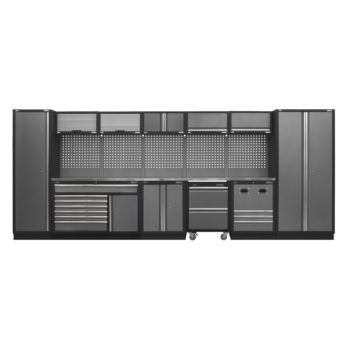 Superline PRO® 4.9m Storage System - Stainless Steel Worktop - APMSSTACK16SS - Farming Parts