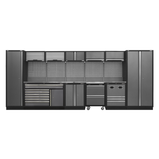 Superline PRO® 4.9m Storage System - Stainless Steel Worktop - APMSSTACK16SS - Farming Parts