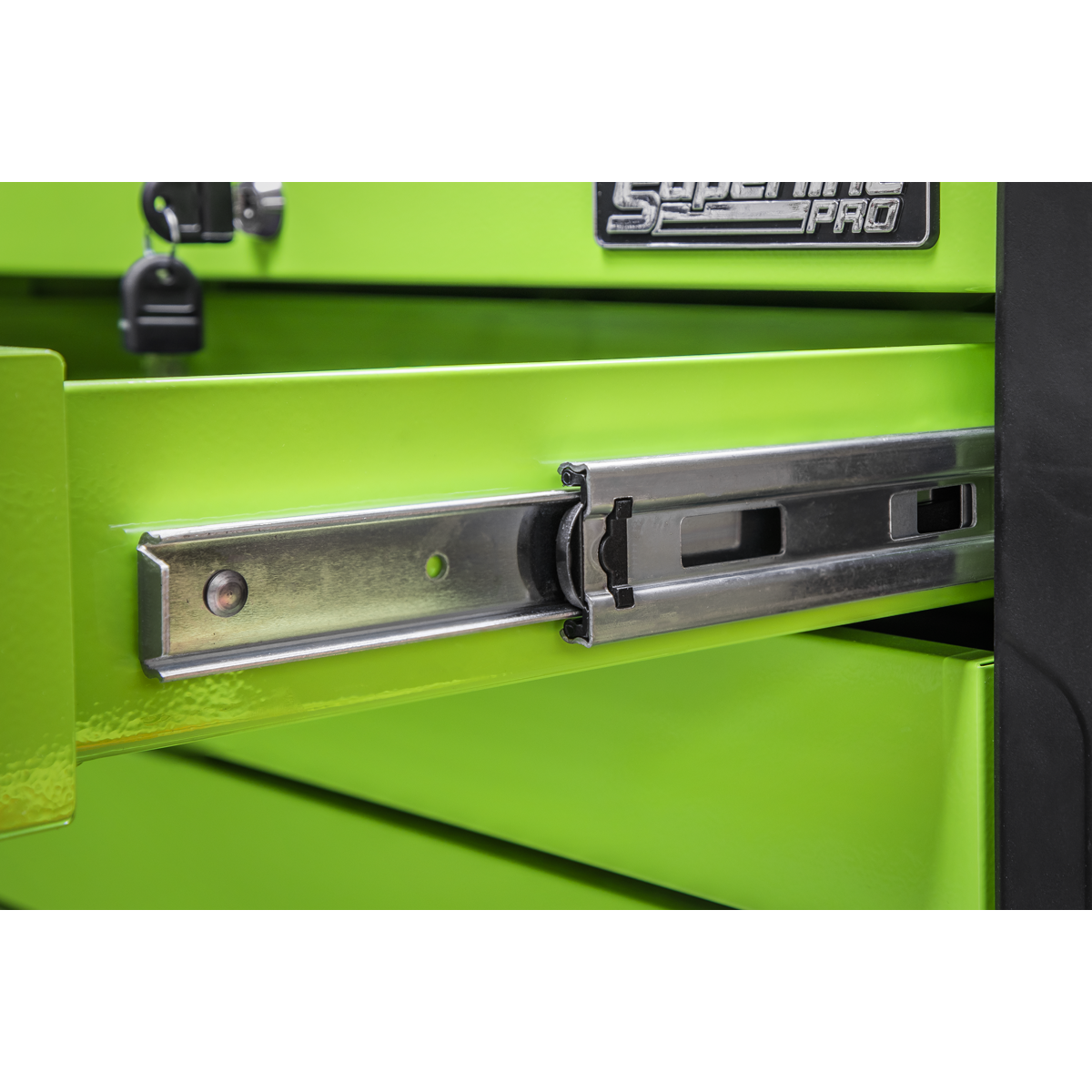 4 Drawer Push-to-Open Topchest with Ball-Bearing Slides - Hi-Vis Green - APPD4G - Farming Parts