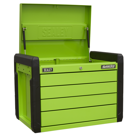 4 Drawer Push-to-Open Topchest with Ball-Bearing Slides - Hi-Vis Green - APPD4G - Farming Parts