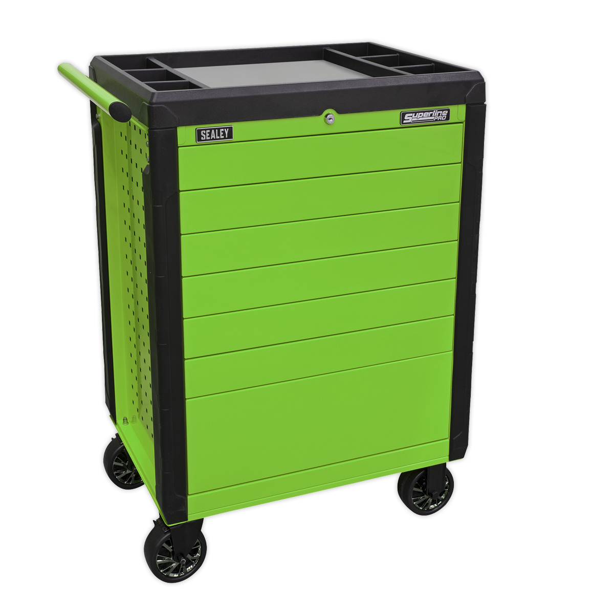 Rollcab 7 Drawer Push-To-Open Hi-Vis Green - APPD7G - Farming Parts