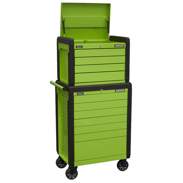 Topchest & Rollcab Combination 11 Drawer Push-To-Open Hi-Vis Green - APPDSTACKG - Farming Parts