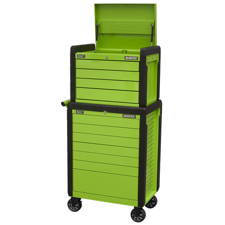 Topchest & Rollcab Combination 11 Drawer Push-To-Open Hi-Vis Green - APPDSTACKG - Farming Parts