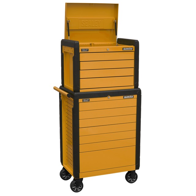 Topchest & Rollcab Combination 11 Drawer Push-To-Open Orange - APPDSTACKO - Farming Parts