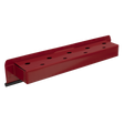 The Sealey Magnetic Screwdriver Holder - APSDH is a red metal bracket featuring multiple holes and a black lined base, designed to securely attach to any ferrous metal surface using powerful vinyl-covered magnets.
