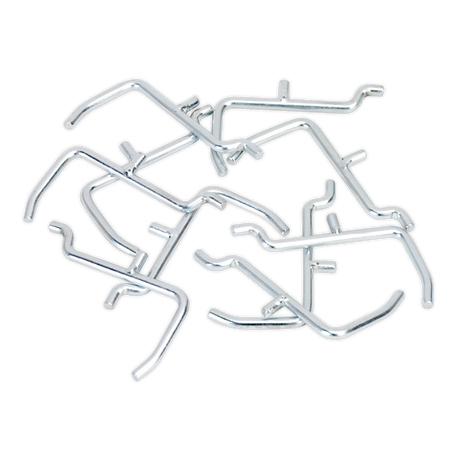 A set of Sealey Hook Set for APSPB Pegboard - APSPB.H, perfect as hanging tools for organizing your wardrobe.