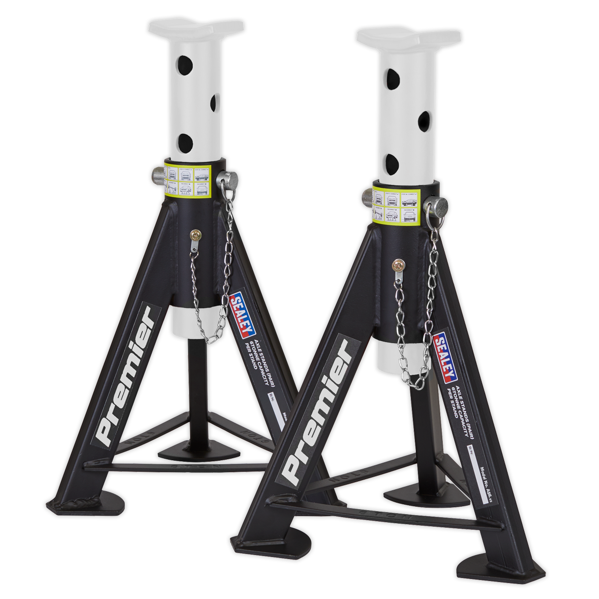 Axle Stands (Pair) 6 Tonne Capacity per Stand - White - AS6 - Farming Parts