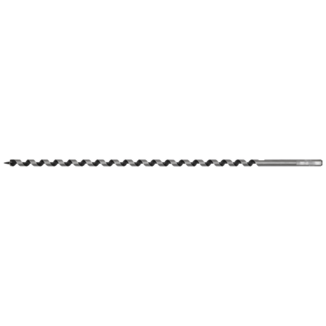 The Sealey Auger Wood Drill Ø13 x 460mm - AW13x460 is an elongated, spiral wood drill bit featuring a threaded screw point tip and a hexagonal shank.