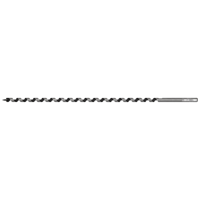 The Sealey Auger Wood Drill Ø13 x 460mm - AW13x460 is an elongated, spiral wood drill bit featuring a threaded screw point tip and a hexagonal shank.