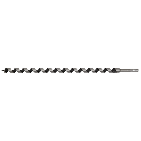 The Sealey Auger Wood Drill Ø20 x 600mm - AW20x600 features a screw point, round shank, and long twisted spiral design, ideal for drilling holes in various materials.