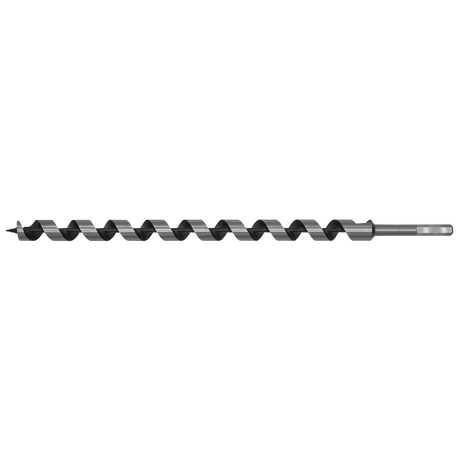 Introducing the Sealey Auger Wood Drill Ø22 x 460mm - AW22x460, a long, precision-engineered helical drill bit designed specifically for accurate wood drilling. It features a screw point tip and a hexagonal shank for optimal performance.