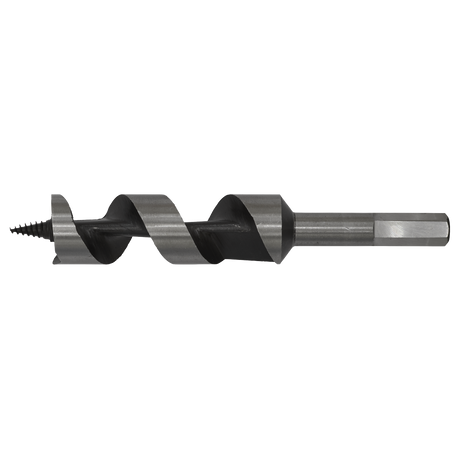 The Sealey Auger Wood Drill Ø25 x 155mm - AW25x155 is a high-quality metal drill bit with a spiral design and a hexagonal shank, perfect for boring holes into wood or various other materials.