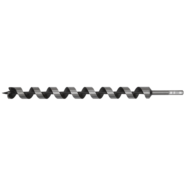 The Sealey Auger Wood Drill Ø30 x 460mm - AW30x460 features a long, metal construction with a spiral cutting edge, screw point, and cylindrical shank.