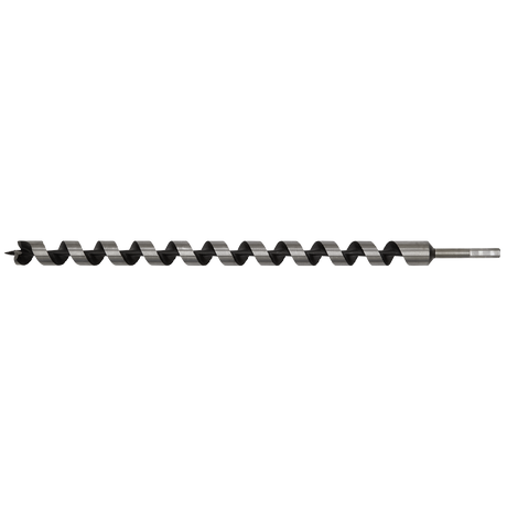 The Sealey Auger Wood Drill Ø30 x 600mm - AW30x600 features a fully hardened metal construction, spiral flute design, and hexagonal shank.