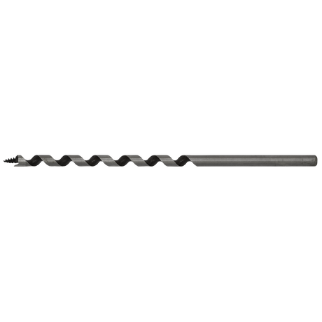 The Sealey Auger Wood Drill Bit Ø6 x 155mm - AW6x155 features a screw point and helical flute design for efficient wood drilling, complete with a hexagonal shank for secure attachment.