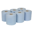 Paper Roll Blue 2-Ply Embossed 150m Pack of 6 - BLU150 - Farming Parts