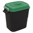 Sealey Refuse/Storage Bin 75L - Green (BM75G) featuring a black polypropylene body, a green lid, and a black handle.