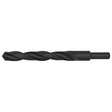 Close-up image of Sealey's Blacksmith Bit - Ø18.5 x 200mm - BSB18.5, featuring a straight cylindrical shank and black oxide finish, designed for drilling holes in various materials.