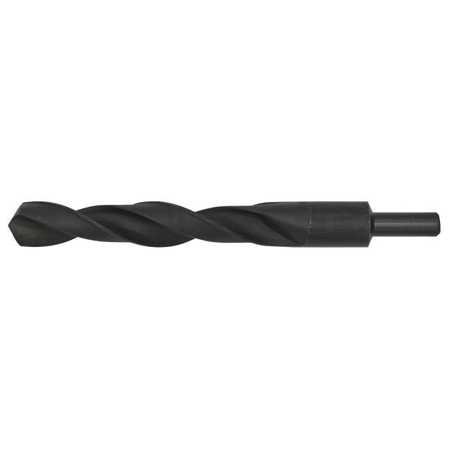 A Sealey Blacksmith Bit - Ø25 x 240mm (BSB25.0) with a black oxide finish, spiraled design, and cylindrical shank.