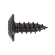 A close-up image of a Sealey Self-Tapping Screw 3.5 x 10mm with a flanged head and threaded shaft, featuring a black Pozi drive and pointed tip, available in a pack of 100 (BST3510).