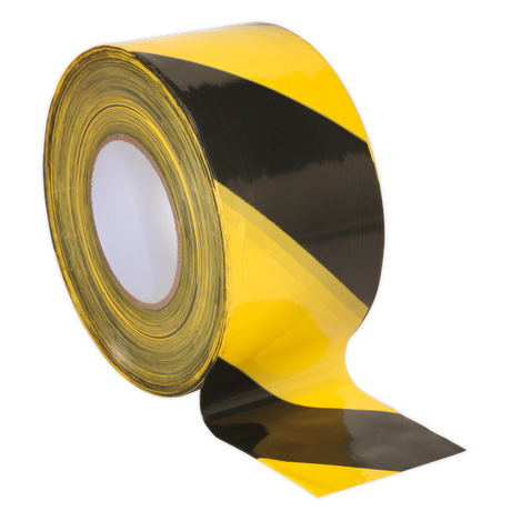 Hazard Warning Barrier Tape 80mm x 100m Black/Yellow Non-Adhesive - BTBY - Farming Parts