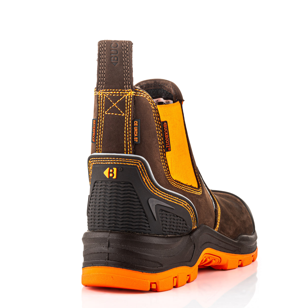 Buckler Waterproof Safety Boots – Hi-Viz Orange/Brown Steel Toe Work Boots | BVIZ3OR/BR