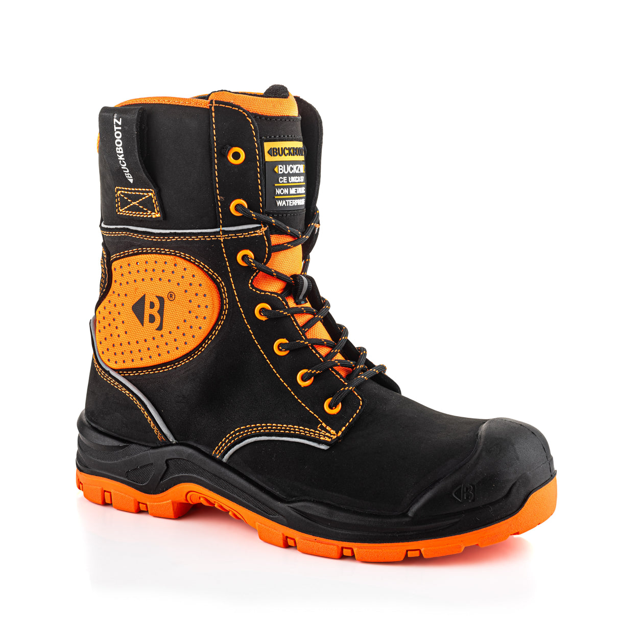 Buckbootz BVIZ6BKOR Hi-Vis Waterproof Safety Boots S7S Wide Fit