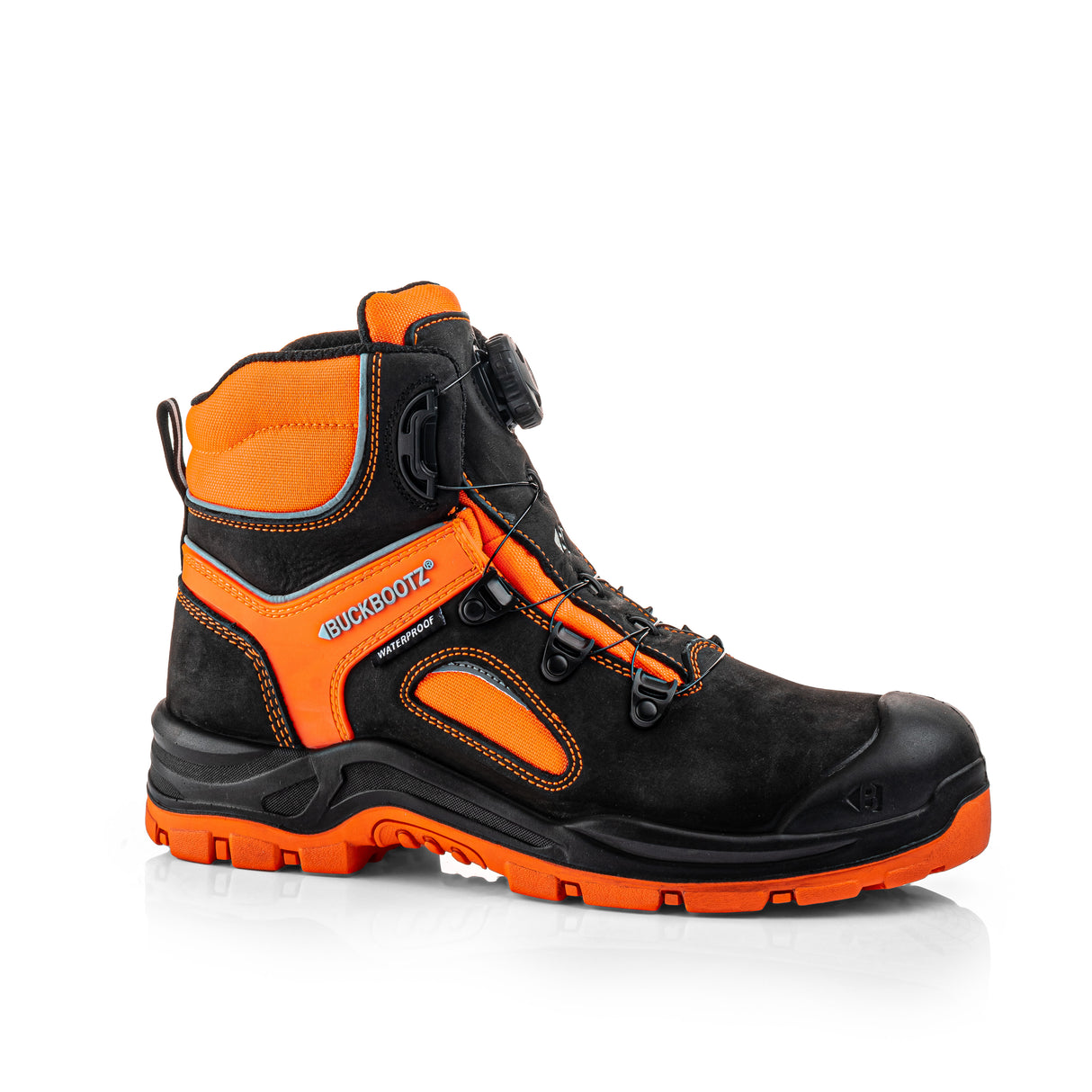 Buckbootz BVIZ7 Black Hi-Vis Orange FITGO Safety Boots S7S